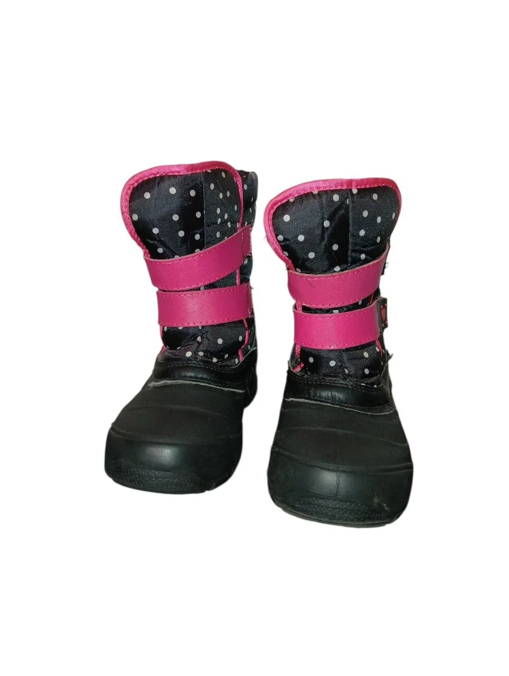 Girls Waterproof Winter Snow Boots - Black with Pink Accents